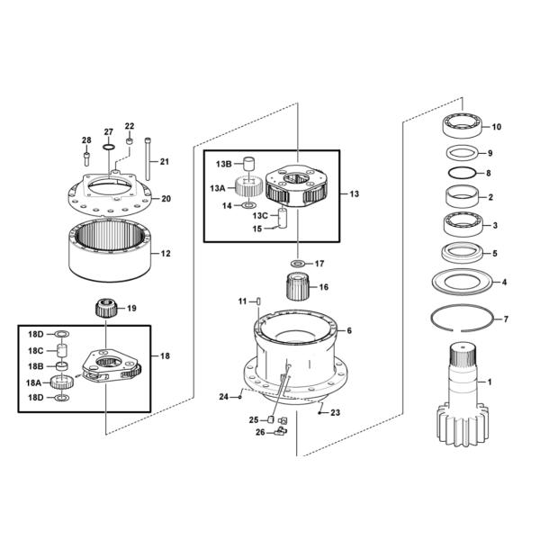 Excavator EC380D Swing Reduction EC380 Slewing Gearbox 14622897