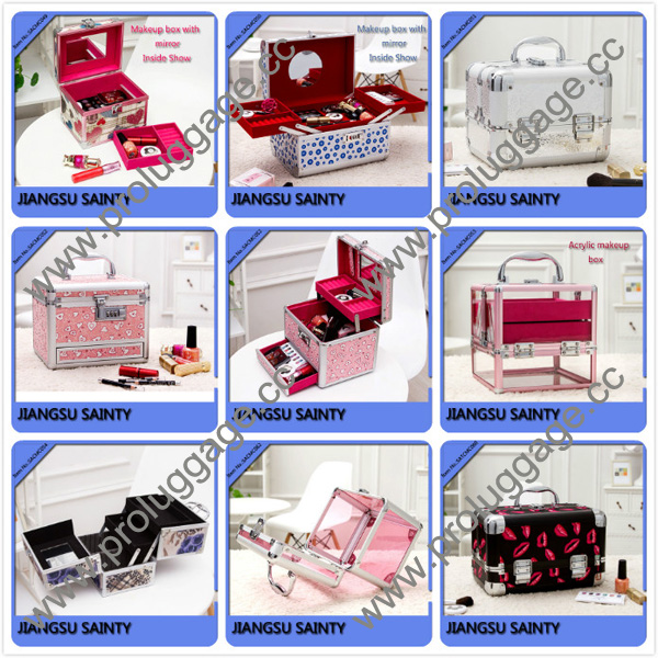 Silver thick striped ABS material empty makeup box
