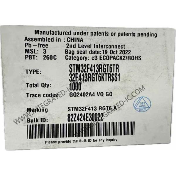 Quality Microcontroller MCU STM32F413RGT6 Embedded Microcontrollers 64-LQFP Package for sale