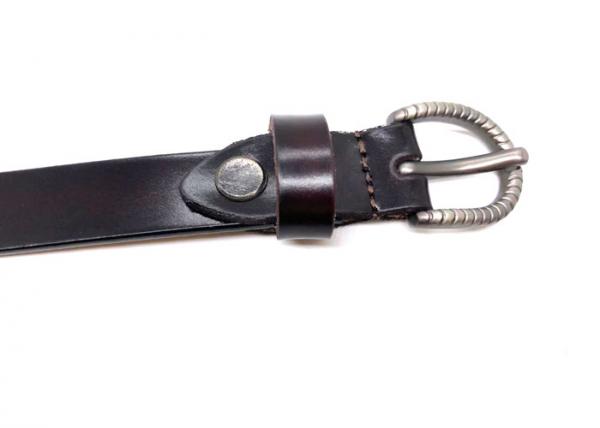 Dark Brown Women's Fashion Skinny Leather Belt Carven Single Prong Buckle