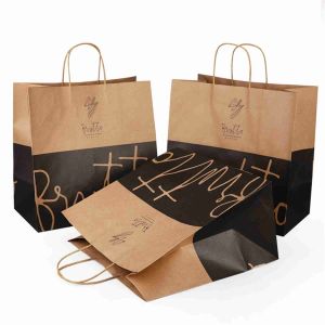 Biodegradable Takeaway Grocery Paper Craft Bags With Handles