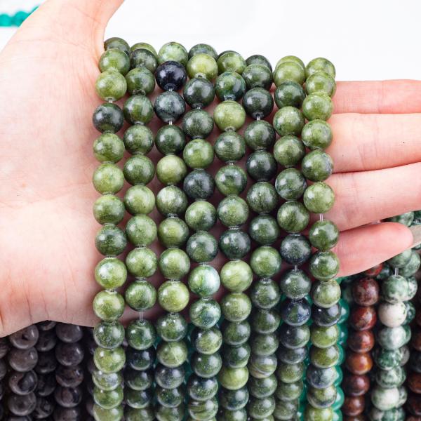 Southern Jade Round Bead Natural Crystal Gemstone Different Bead Size Loose Bead Strands for DIY Jewelry Making