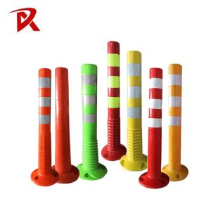 750mm PU Spring Post Orange Warning Post Traffic Bollard Reflective Delineator