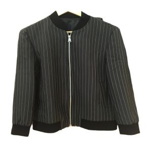 Toy 200D Polyester Woven White Stripe Suiting Fabric Men Jacket Cloth Live Show