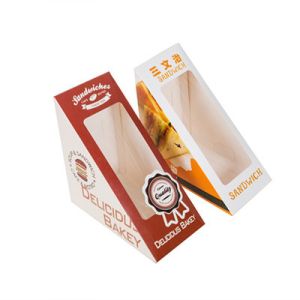 Triangle Wedge Kraft Paper Takeaway Sandwich Boxes With Window