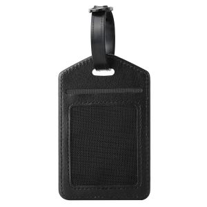 Personalized PU Leather Luggage Tag With Card Slot Back Custom Logo Printed