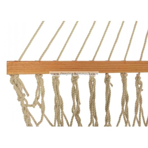 Extra Wide Double Rope Outdoor Polyester Rope Hammock Light Brown With Spreader Bars