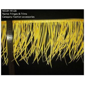 Dyed Spiky Goose Biot Feather Fringe Trim with Satin Ribbon Tapes Chicken