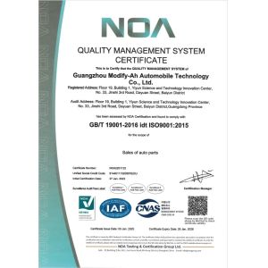 GUANGZHOU MODIFY-AH AUTOMOBILE TECHNOLOGY CO., LTD Certifications