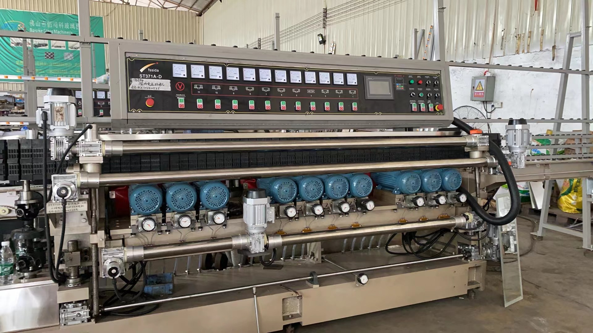 11 Spindle Glass Beveling Machine 0.6m-6m/min With PLC / Lifting Function