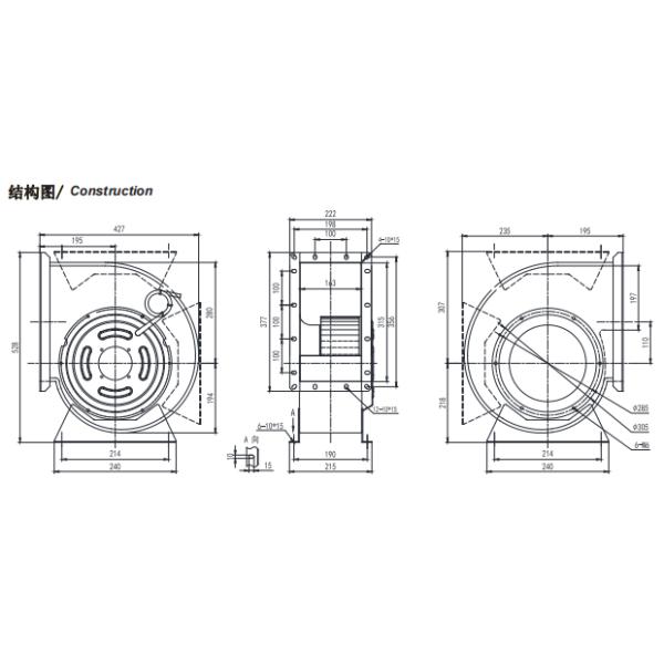 1280 Rmp Industrial Forward Centrifugal Fan IP54 Galvanized Steel With Single Inlet