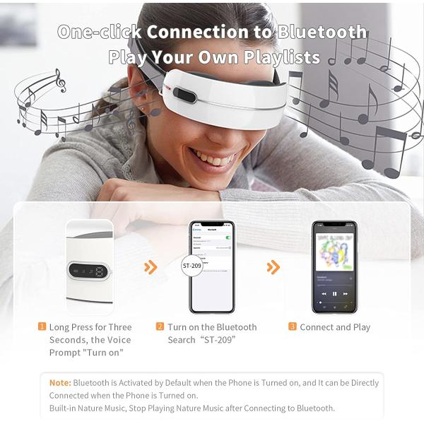 Lightweight Acupoint Rechargeable Eye Massager Bluetooth With Heating