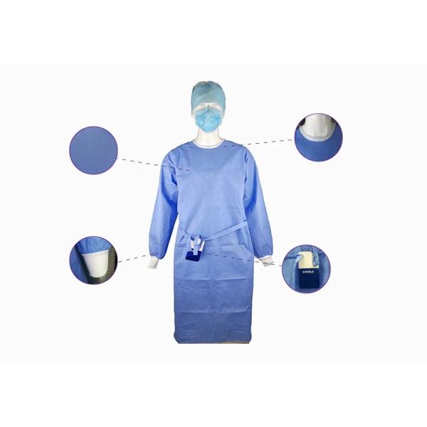 Unisex Sterile Surgeon Hospital Gowns Fluid Resistance Surgical Gown AAMI Level3