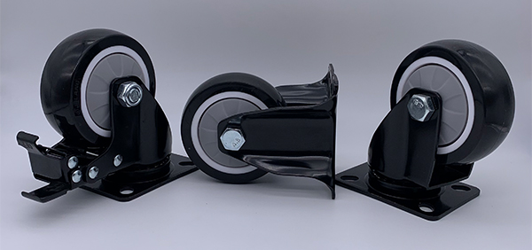 Swivel 5 Inch Plate Caster Wheels On Black Polyurethane Wheels