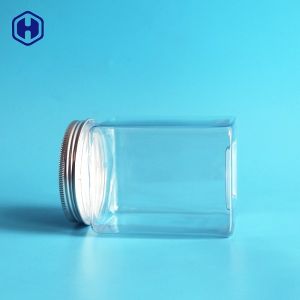 Small Empty Square Wide Mouth Plastic Jars Stackable Space Saving