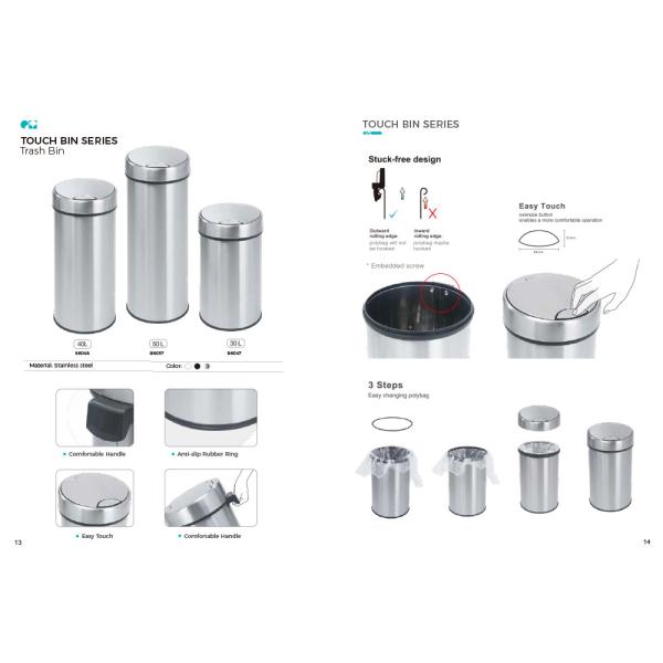 Round Stainless Steel Pedal Trash Bin With Soft Close Inner Bucket 3L 5L 12L 20L 30L
