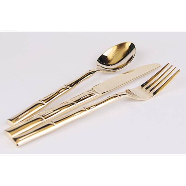 Newto bamboo high quality gold dinnerware/gold flatware/colorful cutlery