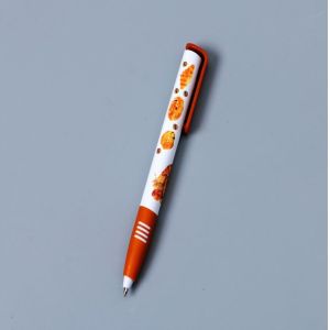 China heat transfer printing logo ball point pen grip plastic pen on sale