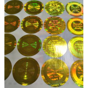 Customized Logo Gold Holographic Security Stickers Tamper Evident 3D Lasering