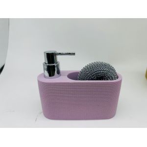 Utility Sink Caddy Sand Stone 2N1 Kitchen Soap Dispenser with Cleaning Ball and