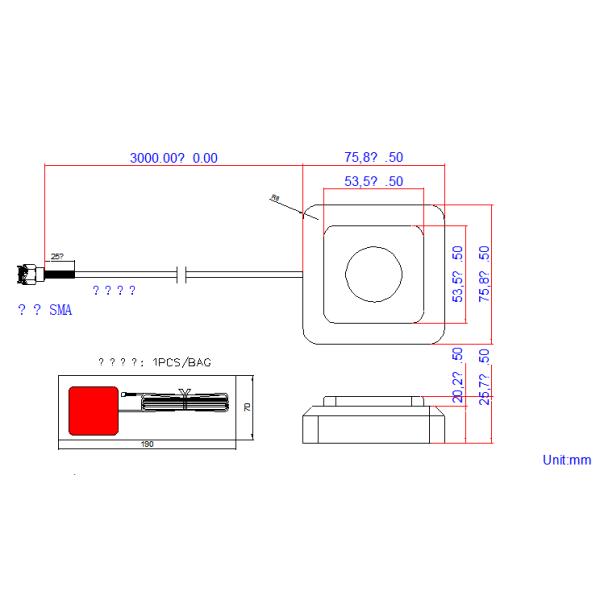 OTW L1 L2 L5 SMA-J GPS GNSS Antenna 3V to 5V 3M