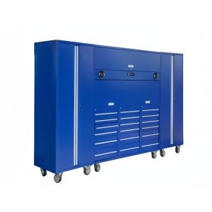 Durable 72 Inch Tool Chest and Roller Cabinet Blue Yellow Tool Storage Box on