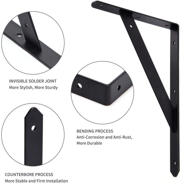 Space-saving Silver Triangle Drop Down Shelf Brackets for 4-6mm Thickness Wall Mount