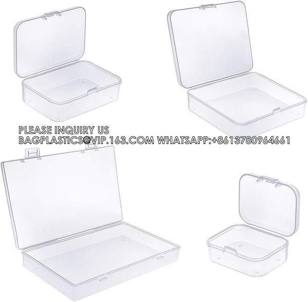 Quality Mixed Sizes Rectangular Empty Mini Clear Plastic Organizer Storage Box Containers With Hinged Lids For Small Items for sale