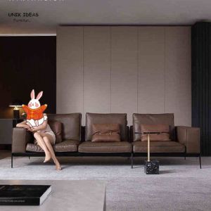 China 3 Piece Brown L Shaped Leather Couch Loveseats Cosy For Small Apartment on sale