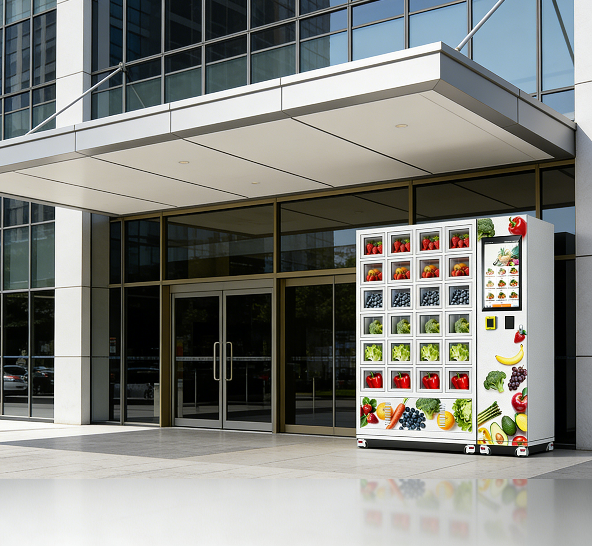 Halo 24 grid smart vending locker thickened galvanized sheet outer shell and three-layer glass door with cooling system 