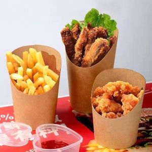 Disposable Paper French Fries Box Printed Chips Scoop Cups 24oz