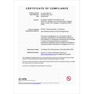 Dongguan Cableforce Electronics Co., Ltd Certifications