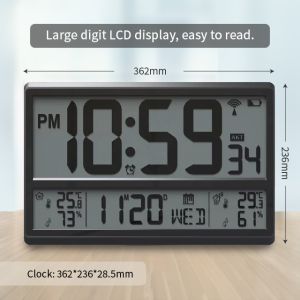 Modern Design Digital Wall Clock with Indoor and Outdoor Temperature Monitoring
