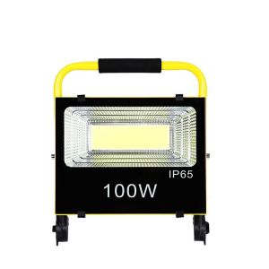 100W Portable Rechargeable LED Flood Light, IP66, 140LM/W For Construction Sites