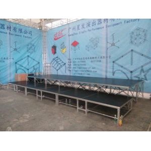 Folding Movable Stage Platform Performance Easy Moving Brown Black