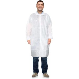 25-50gsm Disposable White Lab Coat Waterproof White Color PP SMS Nonwoven Fabric