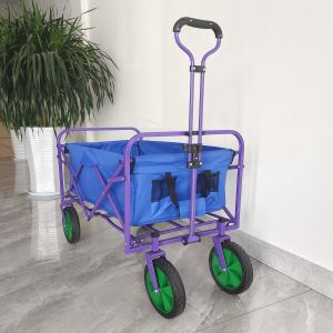 Double Layers Cloth Camping Cart 8 Inch PVC Wheel Portable Hand Trolley Folding