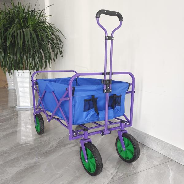Double Layers Cloth Camping Cart 8 Inch PVC Wheel Portable Hand Trolley Folding