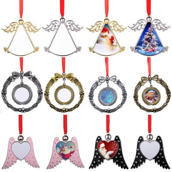 Personalized Christmas Ornaments Wreath Shape Sublimation Blank Christmas Decorations Xmas Tree & Pendant Ornaments For Thermal Transfer Print