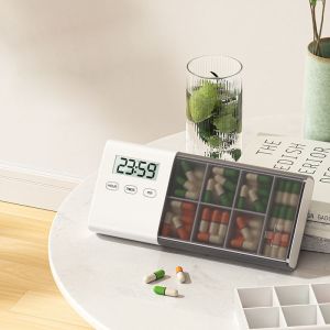 China 5-Alarm Pill Box Organizer With Clock Countdown Timer Light Up Take Medication Alarm Reminder Easy Open PP Plastic Pill Organizer 2 Times A Day Storage Cases Pp Pill Box For Efficient Pill Management on sale