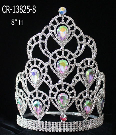 10 inch tall pageant rhinestone crowns and tiaras clear rhinestone pageant