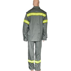 Security Uniform Firefighting Suit With Reflective Tapes For Men Buttons And