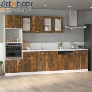 Particle Board Kitchen Cabinets in Industrial Style with Artificial Quartz