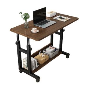 Height Adjustable Italian Column Wooden Coffee Table for Home Office Standing