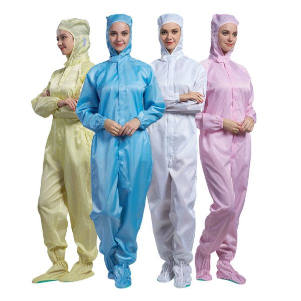 Anti-Static ESD Cleanroom Coverall with Adjustable Waist and Zipper Fasten for