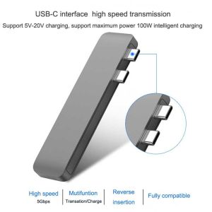 Aluminum Alloy Thunderbolt 3 Adapter 100W Dual USB Type C Dock