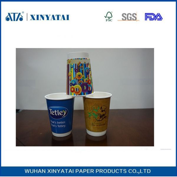 Double Wall Customized Paper Coffee Cups 12oz 400ml OEM With Logo