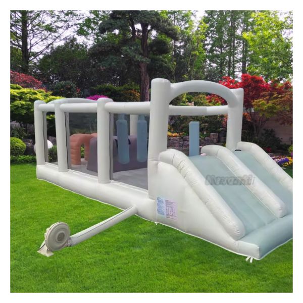 Castle Design Inflatable Obstacle Course with White Color and Accessories