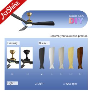 52-Inch Modern LED Ceiling Fan with DC Motor Black ABS Blades Included