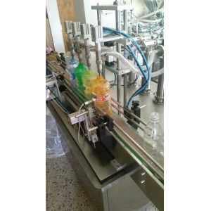 Straight Line 6 Head Automatic Liquid Filling Machine With Conveyor PLC Control